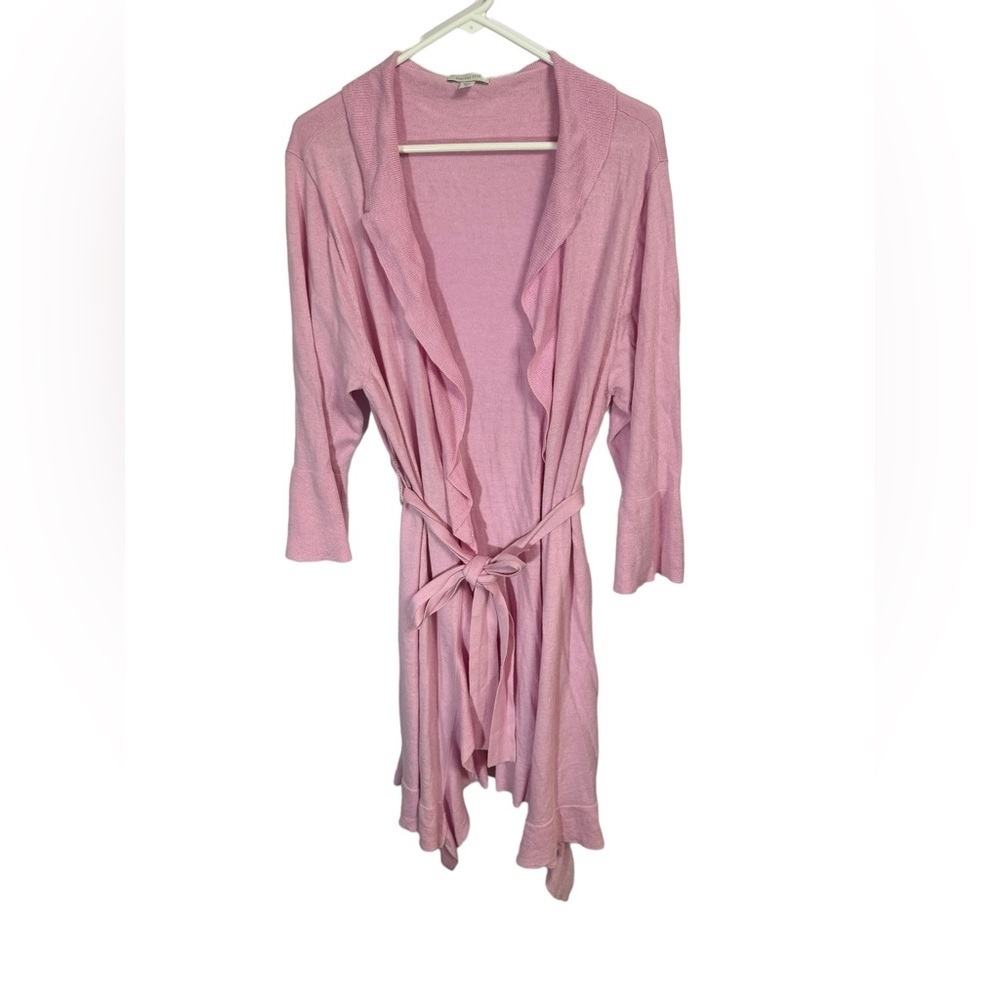 Garnet Hill Cashmere/ cotton long Cardigan in pink size large